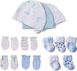 Chamie Baby's Organic Cotton Socks, Caps and Mittens Set for Baby Girls and Boys