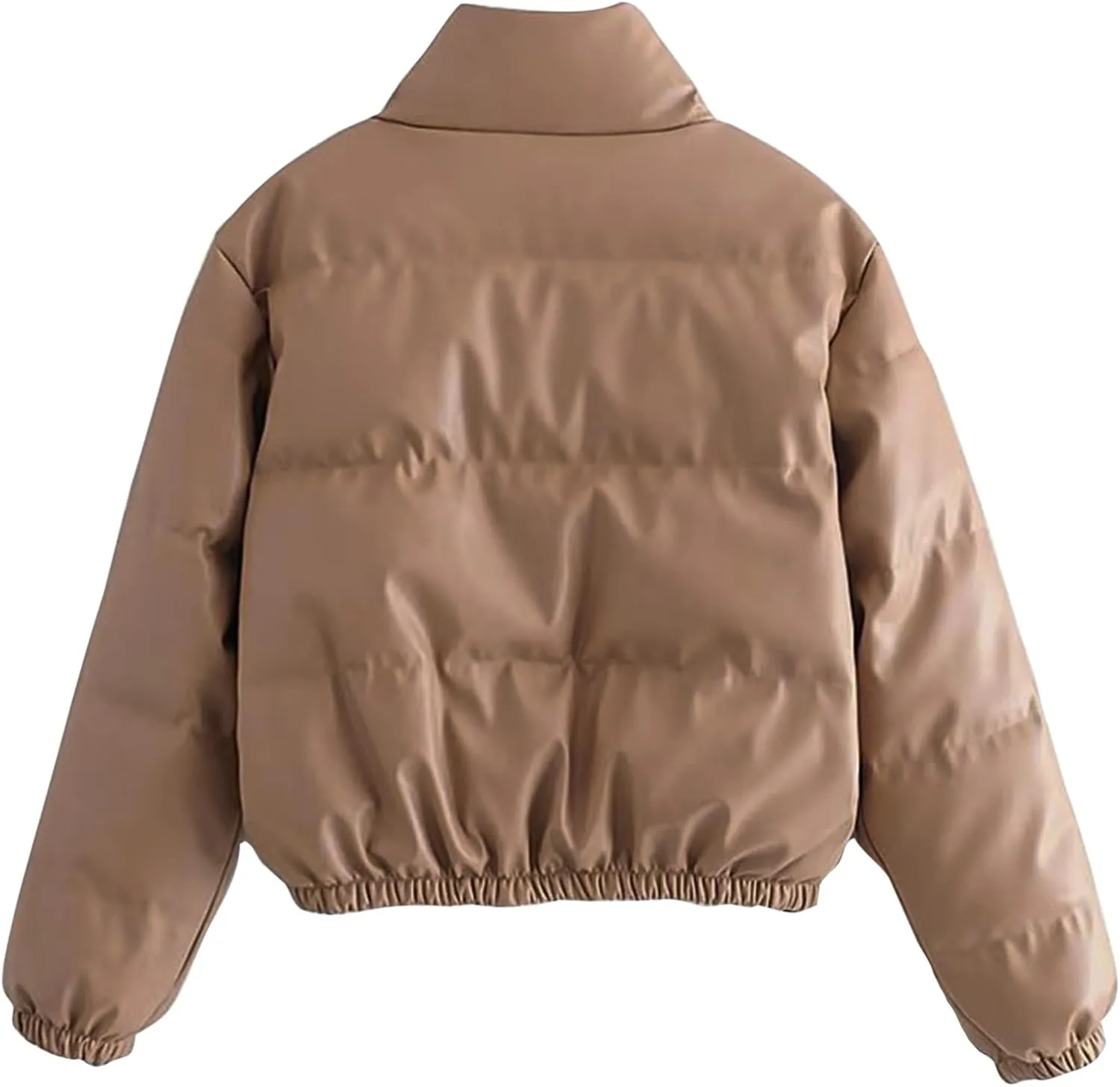 Cropped Puffer Coat For Women Trendy 2023 Quilted Stand Collar Zip Up Short Down Jackets Warm Winter Bubble Coat