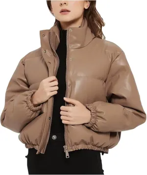 Cropped Puffer Coat For Women Trendy 2023 Quilted Stand Collar Zip Up Short Down Jackets Warm Winter Bubble Coat