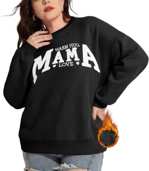 FOREYOND Plus Size Fleece Sweatshirts for Women Crewneck Cotton Pullover Sweat Shirts Casual Thermal Long Sleeve Tops
