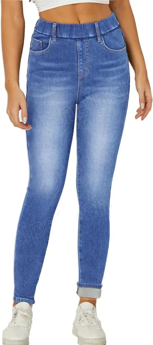 heipeiwa Women's Fleece Lined Winter Thermal Elastic Waist Jeans Stretch Warm Skinny Denim Pants
