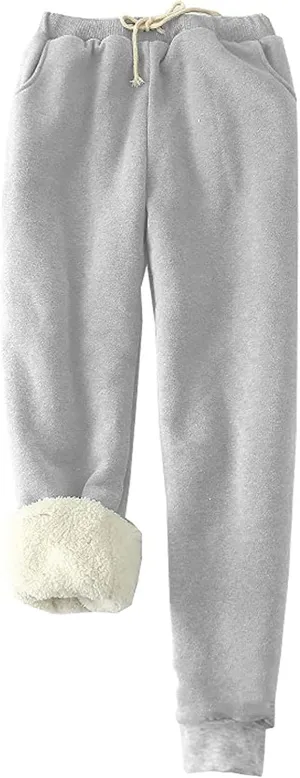 JIEMUXIU Womens Fleece Lined Sweatpants Winter Sherpa Warm Jogger Drawstring Pants Casual Thermal Sweatpants