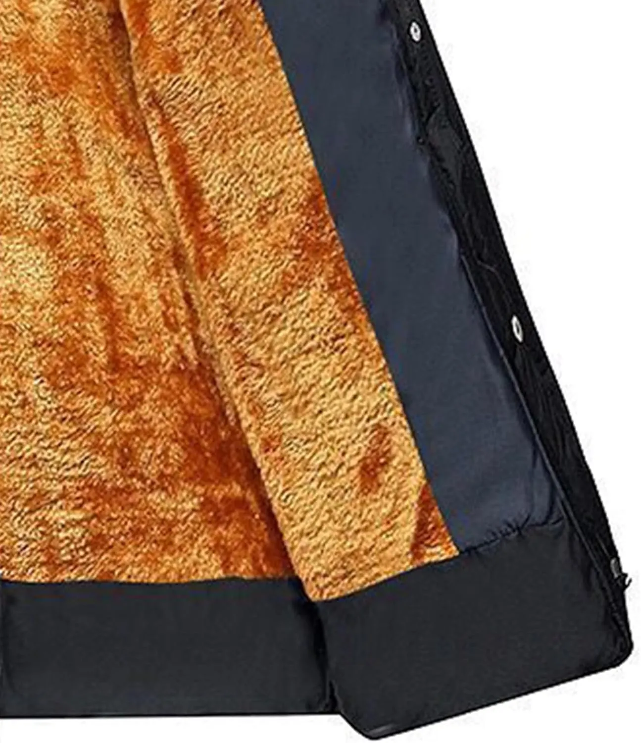Men's Fleece Lined Puffer Jacket Winter Down Coat with Removable Hood