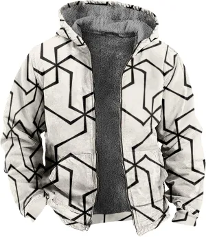 Mens Hoodies Zip Up Winter Fleece Lined Graphic Jacket Tie Dye Cool Heated Coat Big And Tall Thermal Workout Outwear