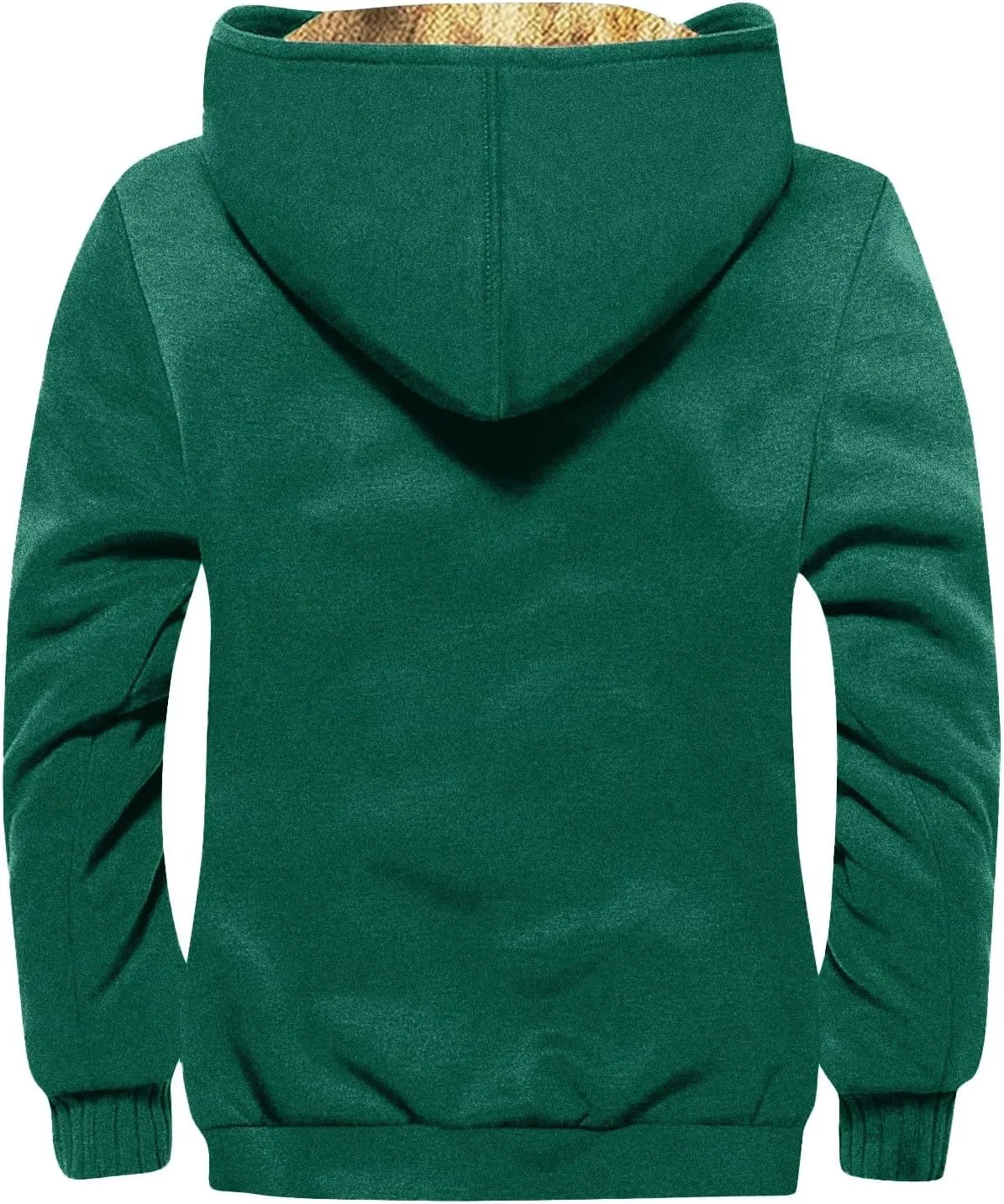 Mens Zipper Hoodies Winter Sherpa Lined Graphic Jacket Oversized Heavy Windbreaker Coat Big And Tall Windproof Outwear