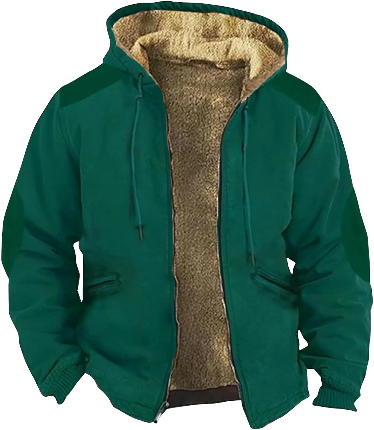 Mens Zipper Hoodies Winter Sherpa Lined Graphic Jacket Oversized Heavy Windbreaker Coat Big And Tall Windproof Outwear