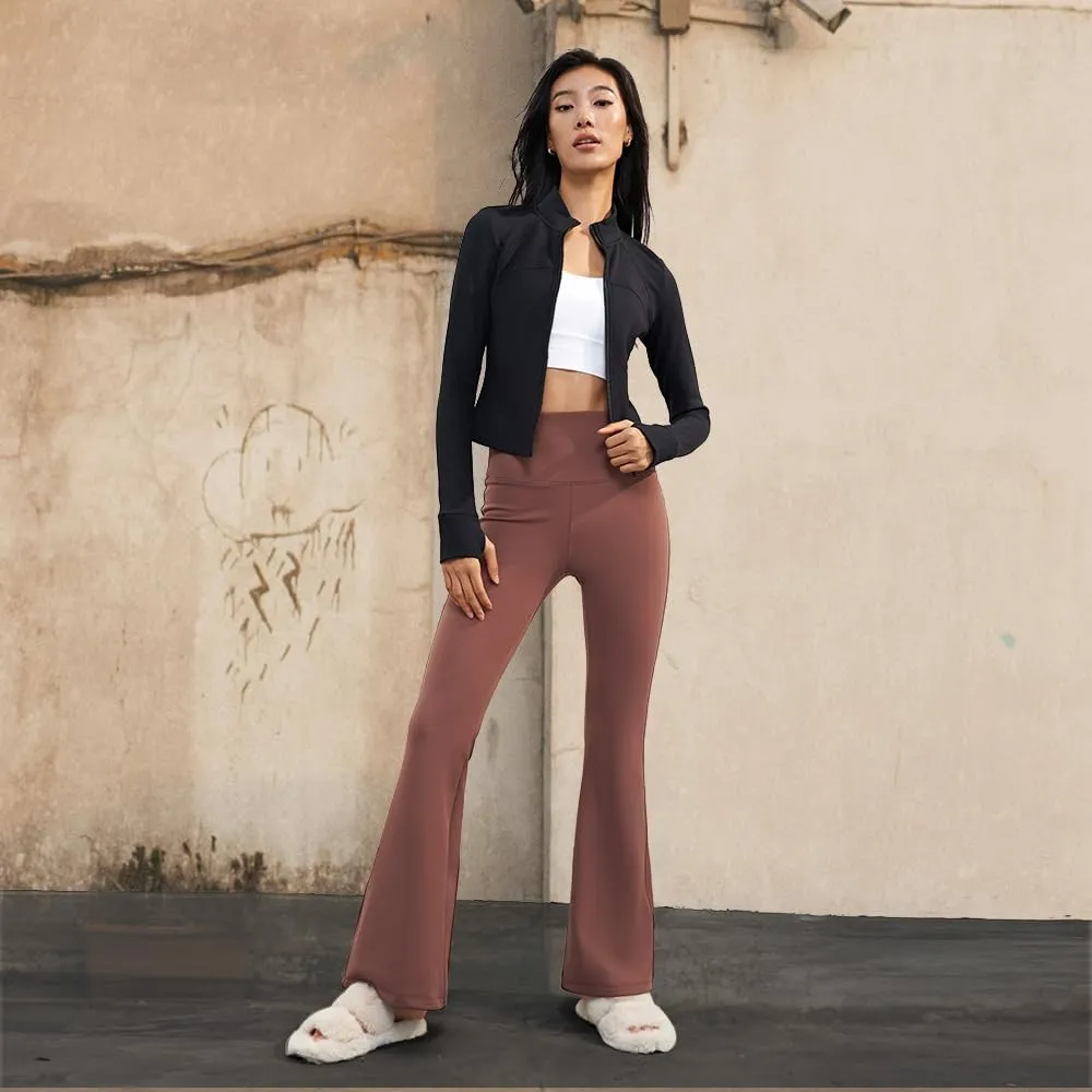 OHRAIN Women's Fleece Lined Pants Yoga Pants Winter Thermal Flare Leggings Tummy Control Stretchy High Waisted Warm Bootcut