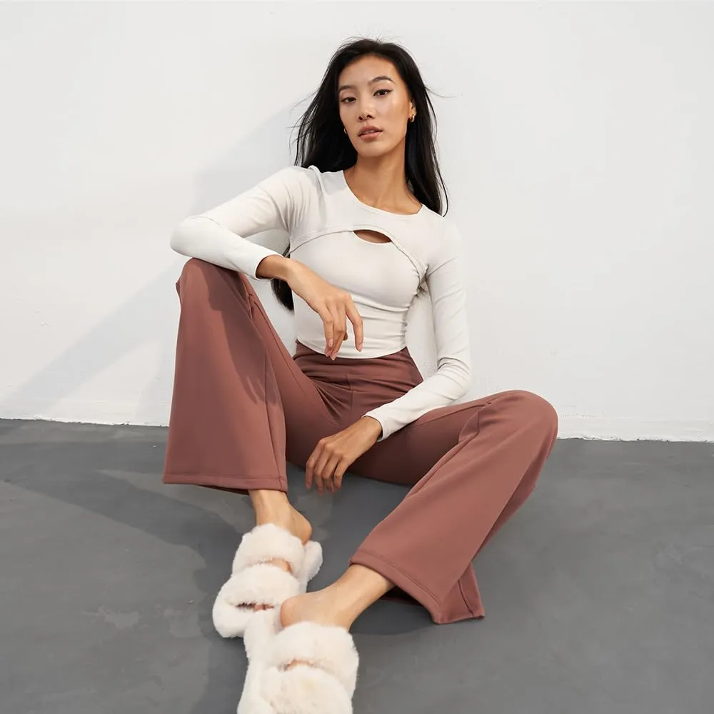 OHRAIN Women's Fleece Lined Pants Yoga Pants Winter Thermal Flare Leggings Tummy Control Stretchy High Waisted Warm Bootcut
