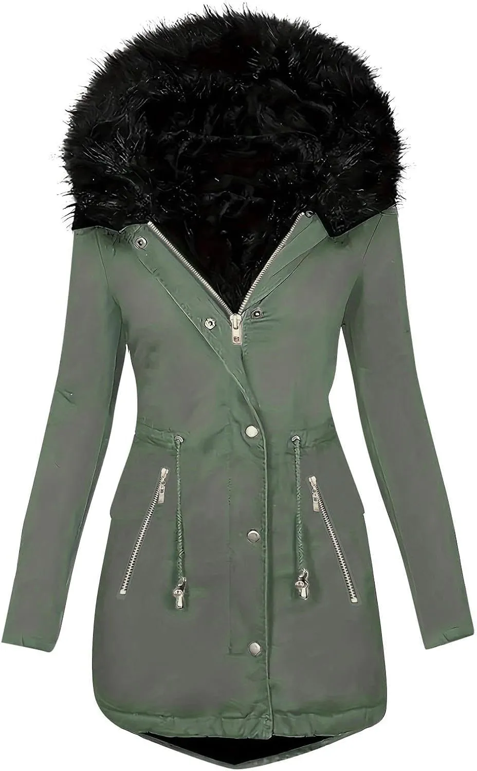 Thicken Fleece Parka Women Winter Coat Warm Puffer Jacket Quilted Down Coats Casual Sherpa Outerwear with Furry Hood