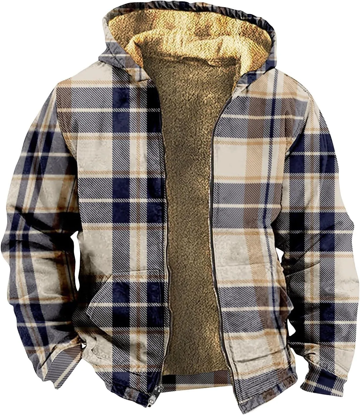 Winter Coat For Men With Hood Fleece Lined Zipper Graphic Coat Motorcycle Heavy Fashion Jacket