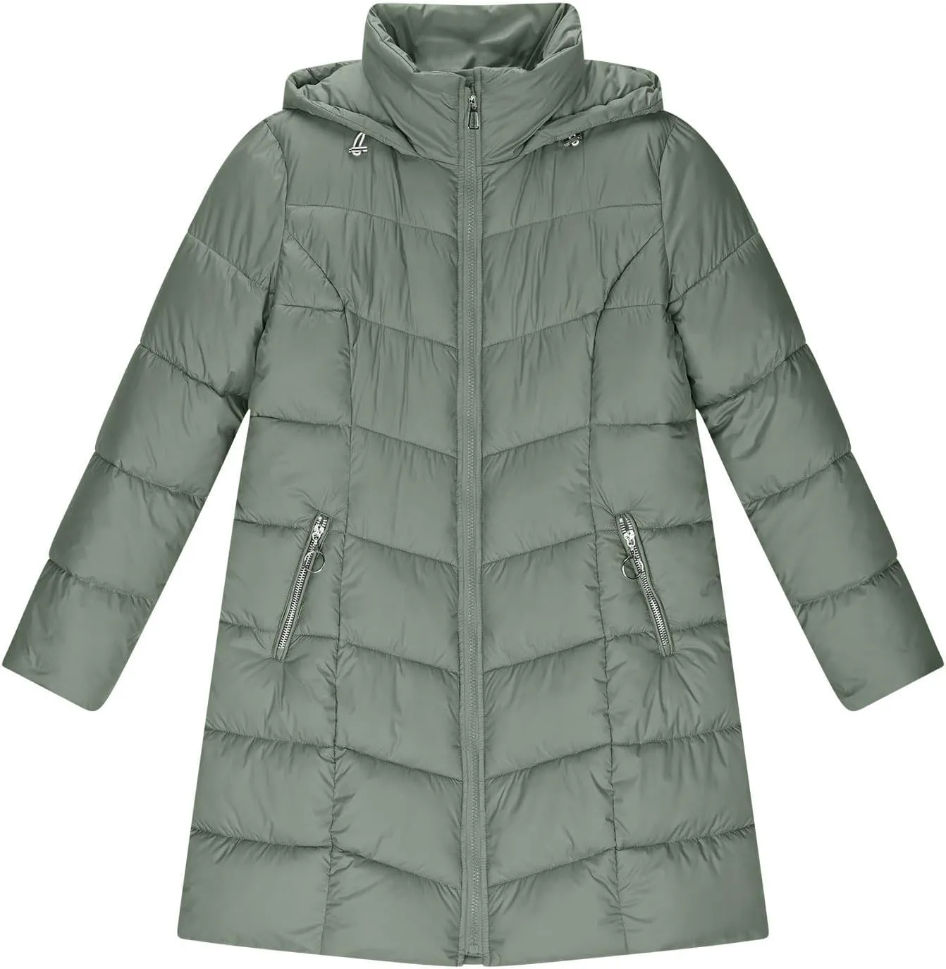 Winter Coats for Women Quilted Down Jacket Full Zip Puffer Coat Thicken Hooded Outerwear Casual Fleece Lined Coat