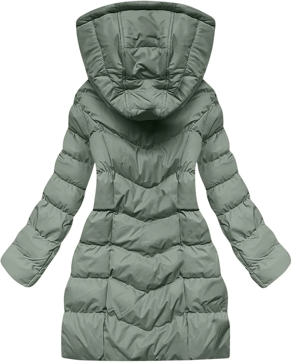 Winter Coats for Women Quilted Down Jacket Full Zip Puffer Coat Thicken Hooded Outerwear Casual Fleece Lined Coat
