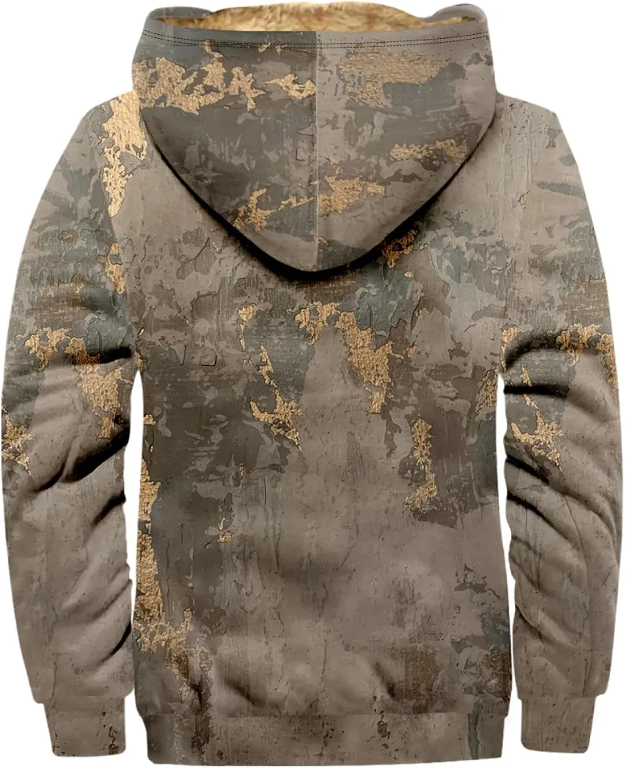 Winter Jacket For Men With Hood Fleece Lined Zipper Graphic Coat Heated Heavy Fashion Jacket