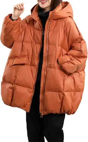 Winter Women Duck Down Jacket Hooded Warm Oversize Puffer Coat Female Casual Loose Parkas