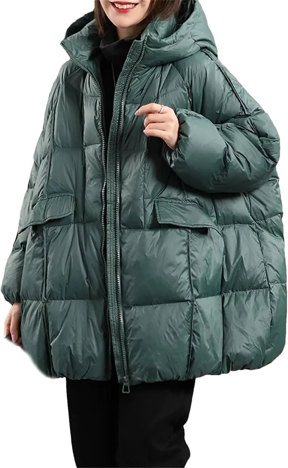 Winter Women Duck Down Jacket Hooded Warm Oversize Puffer Coat Female Casual Loose Parkas