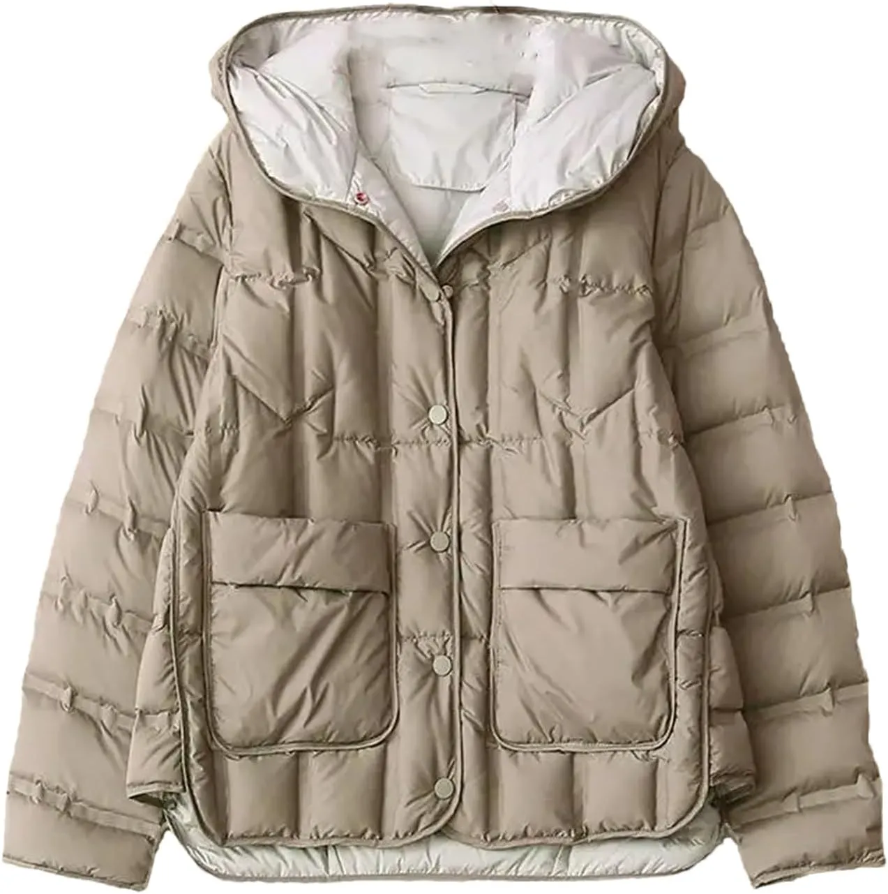 Women Down Jackets Female Single-Breasted Puffer Jacket Casual Loose Hooded Parkas