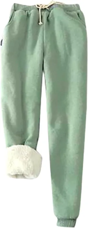 Women Fleece Lined Sweatpants High Waisted Thermal Jogger Pants Baggy Casual Winter Running Hiking Athletic Pants Pockets