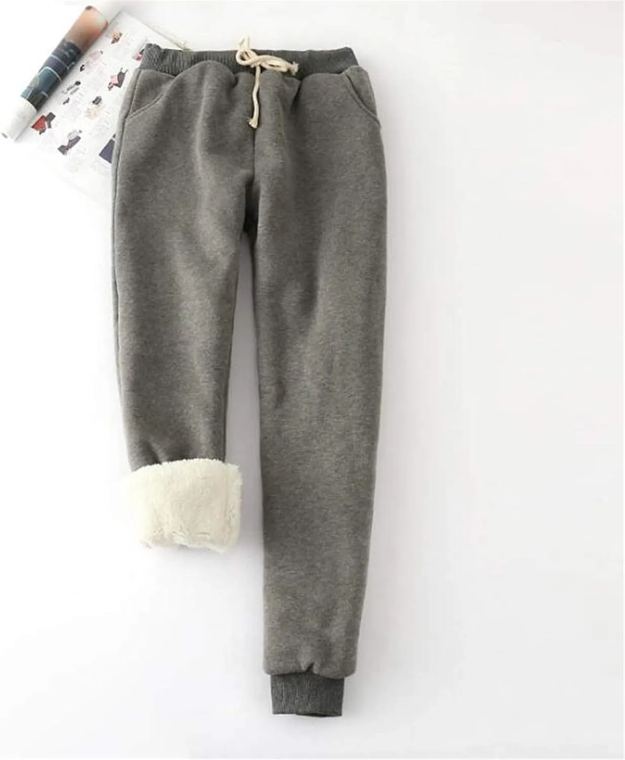 Women Fleece Lined Sweatpants High Waisted Thermal Jogger Pants Baggy Casual Winter Running Hiking Athletic Pants Pockets