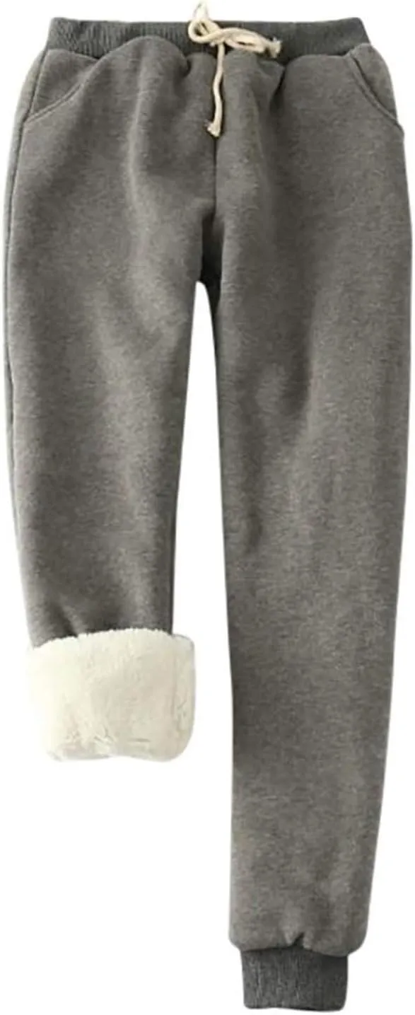 Women Fleece Lined Sweatpants High Waisted Thermal Jogger Pants Baggy Casual Winter Running Hiking Athletic Pants Pockets