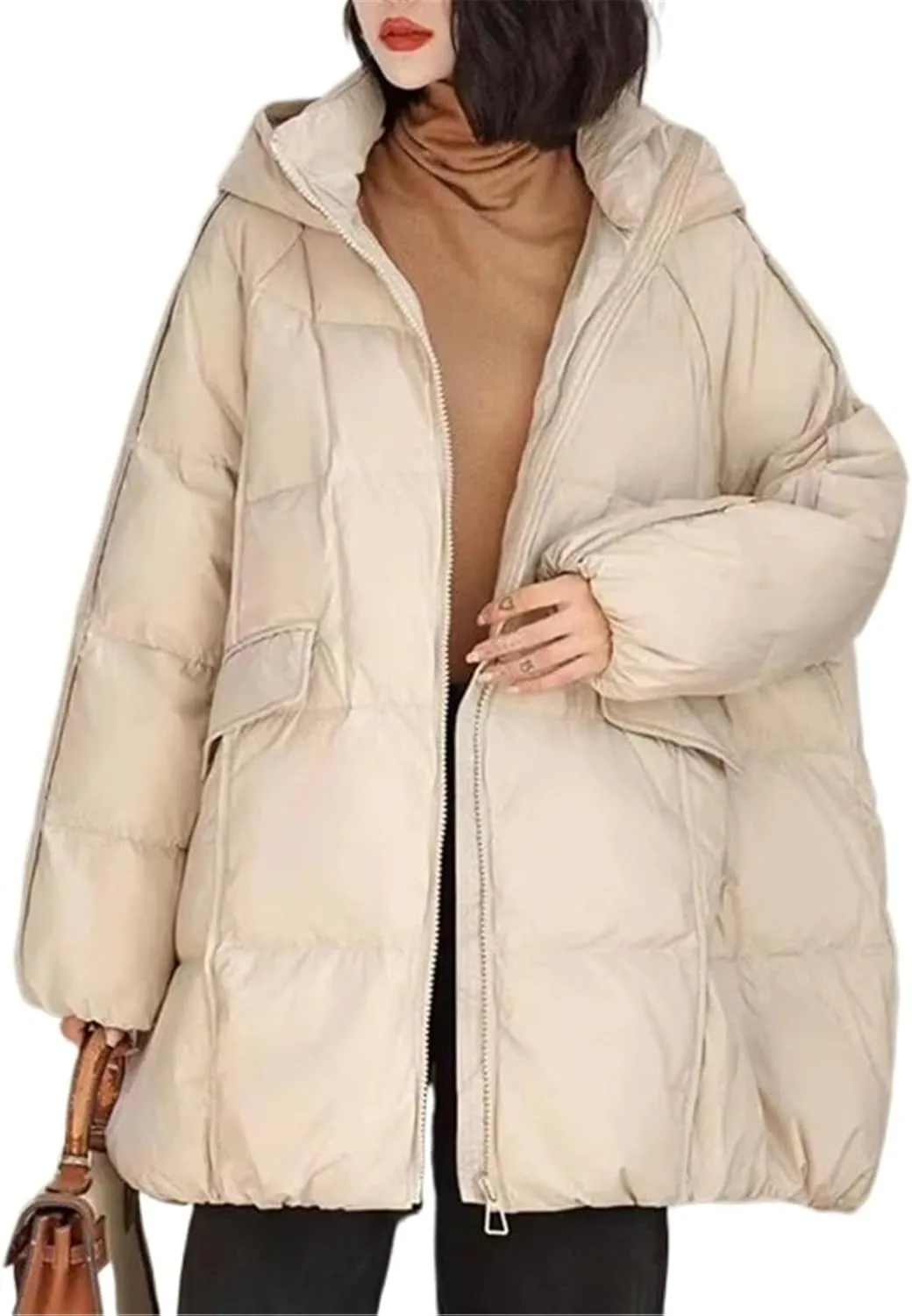 Women's Duck Down Jacket Hooded Autumn Winter Warm Oversize Puffer Coat Casual Loose Thick Parkas Female Outwear