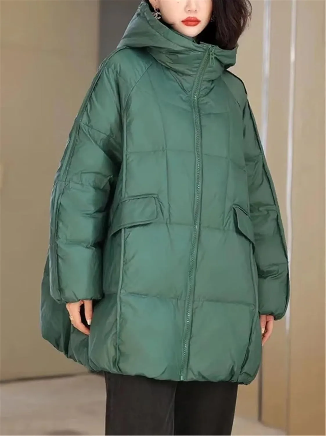 Women's Duck Down Jacket Hooded Autumn Winter Warm Oversize Puffer Coat Casual Loose Thick Parkas Female Outwear
