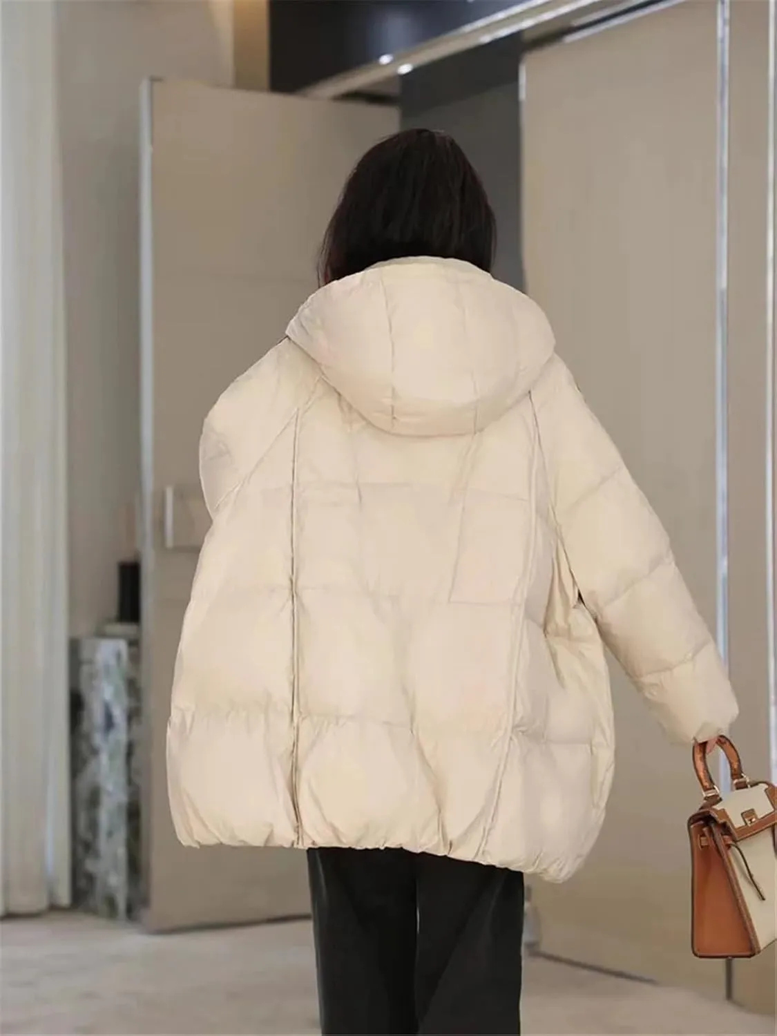 Women's Duck Down Jacket Hooded Autumn Winter Warm Oversize Puffer Coat Casual Loose Thick Parkas Female Outwear