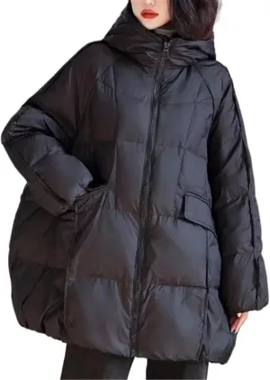 Women's Duck Down Jacket Hooded Autumn Winter Warm Oversize Puffer Coat Casual Loose Thick Parkas Female Outwear