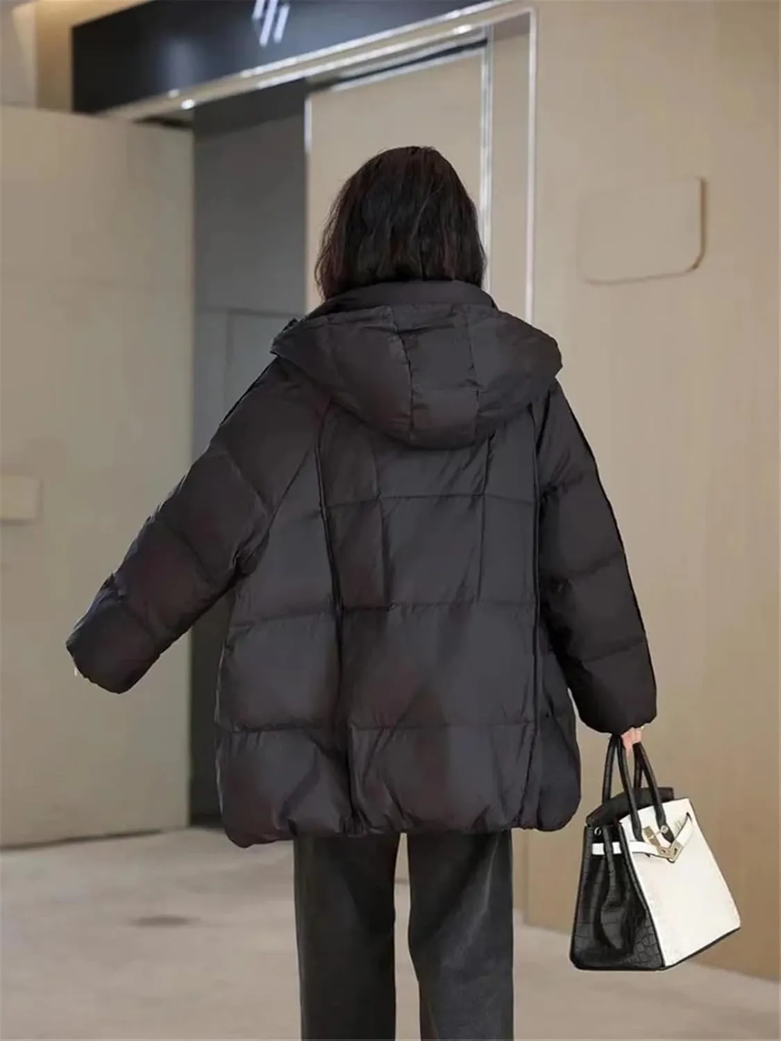 Women's Duck Down Jacket Hooded Autumn Winter Warm Oversize Puffer Coat Casual Loose Thick Parkas Female Outwear
