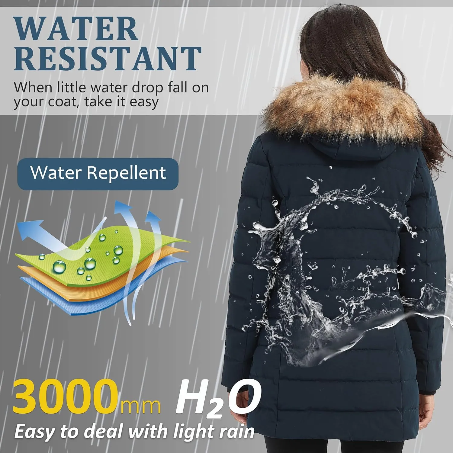 Women's Duck Down Long Parka Winter Jacket Warm Parka Down Coat with Fur Hood Puffer Jacket