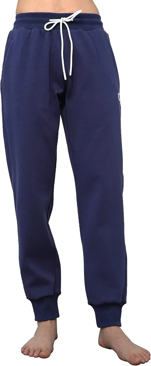 Women's Soft Fleece Lined Jogger Pants Warm Sweatpants Thermal Athletic Lounge Petite Tall (Navy Blue)