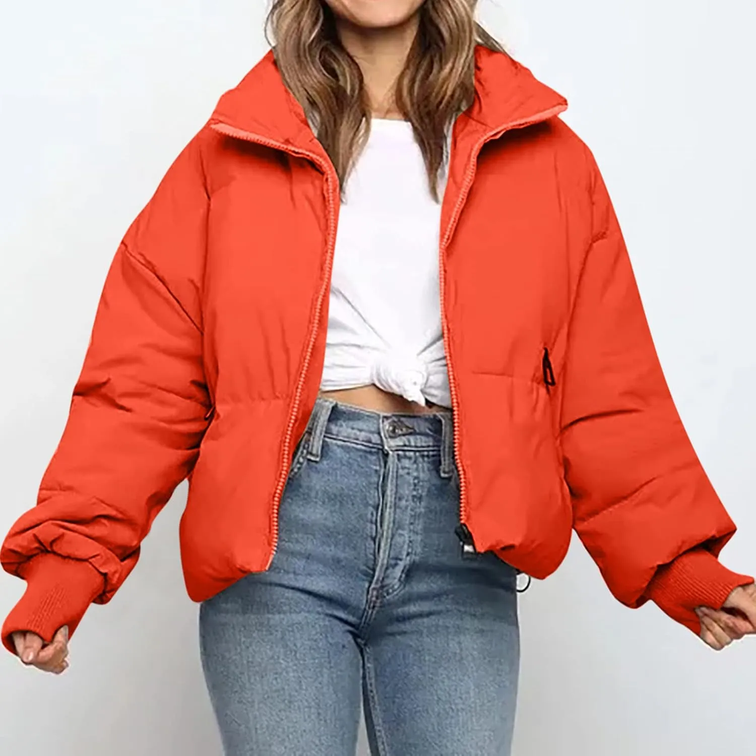 Women's Winter Puffer Coat Thicken Padded Down Jacket Outdoor Shearling Warm Quilted Casual Zipper 2024 Trendy Parka Outwear